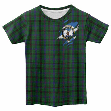 Davidson Clan Crest In Me Tartan Kid T-shirt Scotland Flag Style