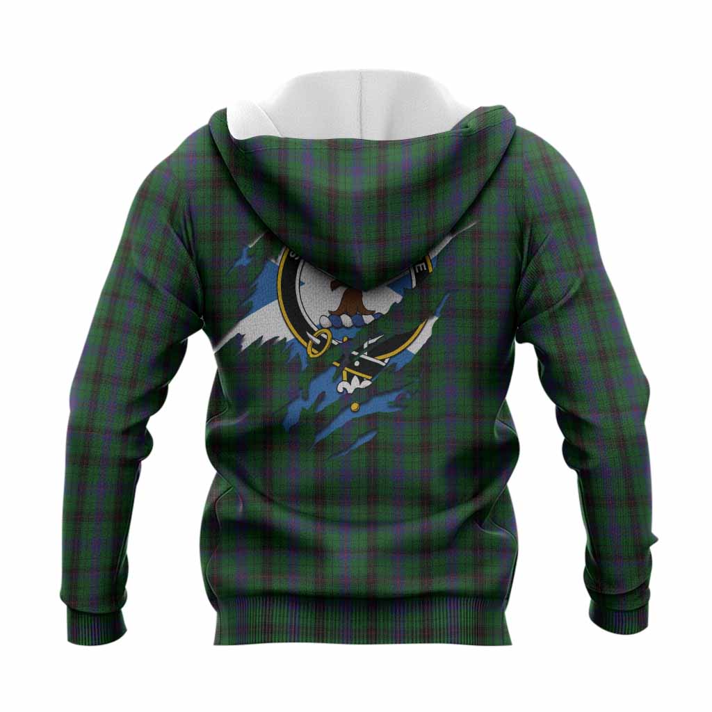 Davidson Clan Crest In Me Tartan Knitted Hoodie Scotland Flag Style