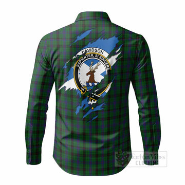 Davidson Clan Crest In Me Tartan Long Sleeve Button Shirts Scotland Flag Style
