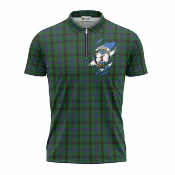 Davidson Clan Crest In Me Tartan Zipper Polo Shirt Scotland Flag Style