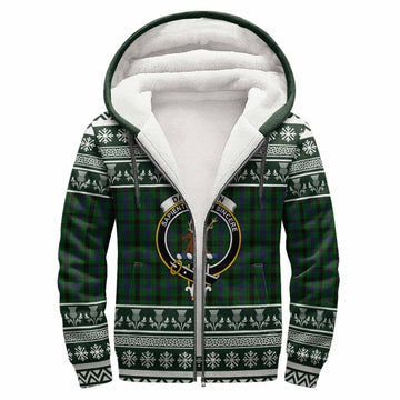 Davidson Clan Tartan Christmas Fleece Hoodie with Family Crest