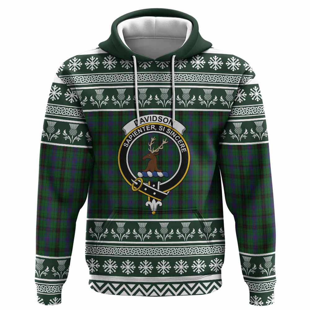 Davidson Clan Tartan Christmas Hoodie with Family Crest - Tartan Vibes Clothing