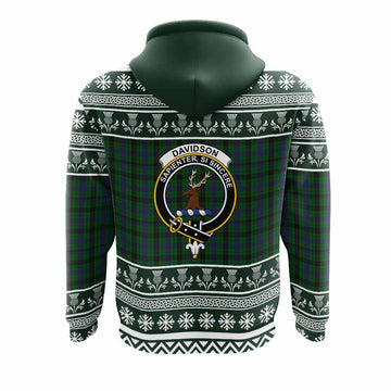 Davidson Clan Tartan Christmas Hoodie with Family Crest