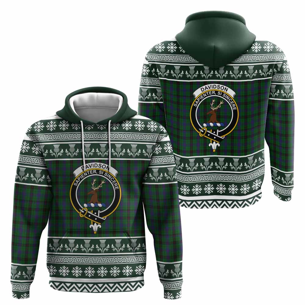 Davidson Clan Tartan Christmas Hoodie with Family Crest - Tartan Vibes Clothing