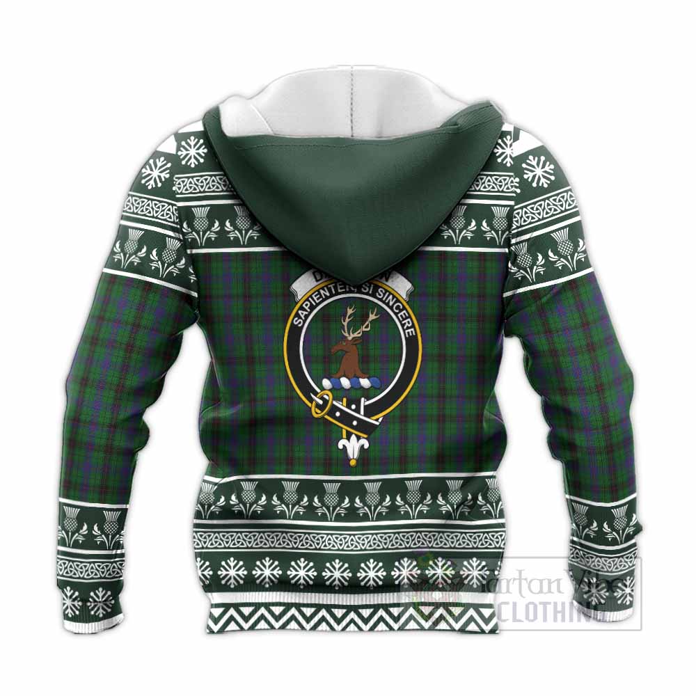 Davidson Clan Tartan Christmas Knitted Hoodie with Family Crest - Tartan Vibes Clothing