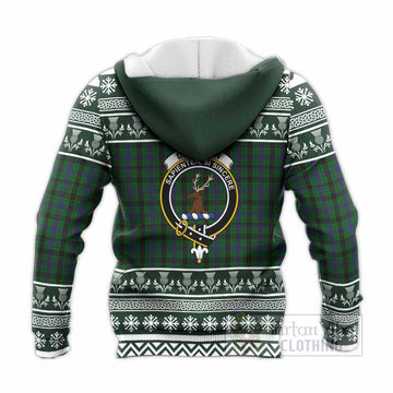 Davidson Clan Tartan Christmas Knitted Hoodie with Family Crest