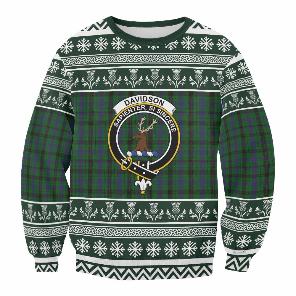 Davidson Clan Tartan Christmas Sweatshirt with Family Crest - Tartan Vibes Clothing