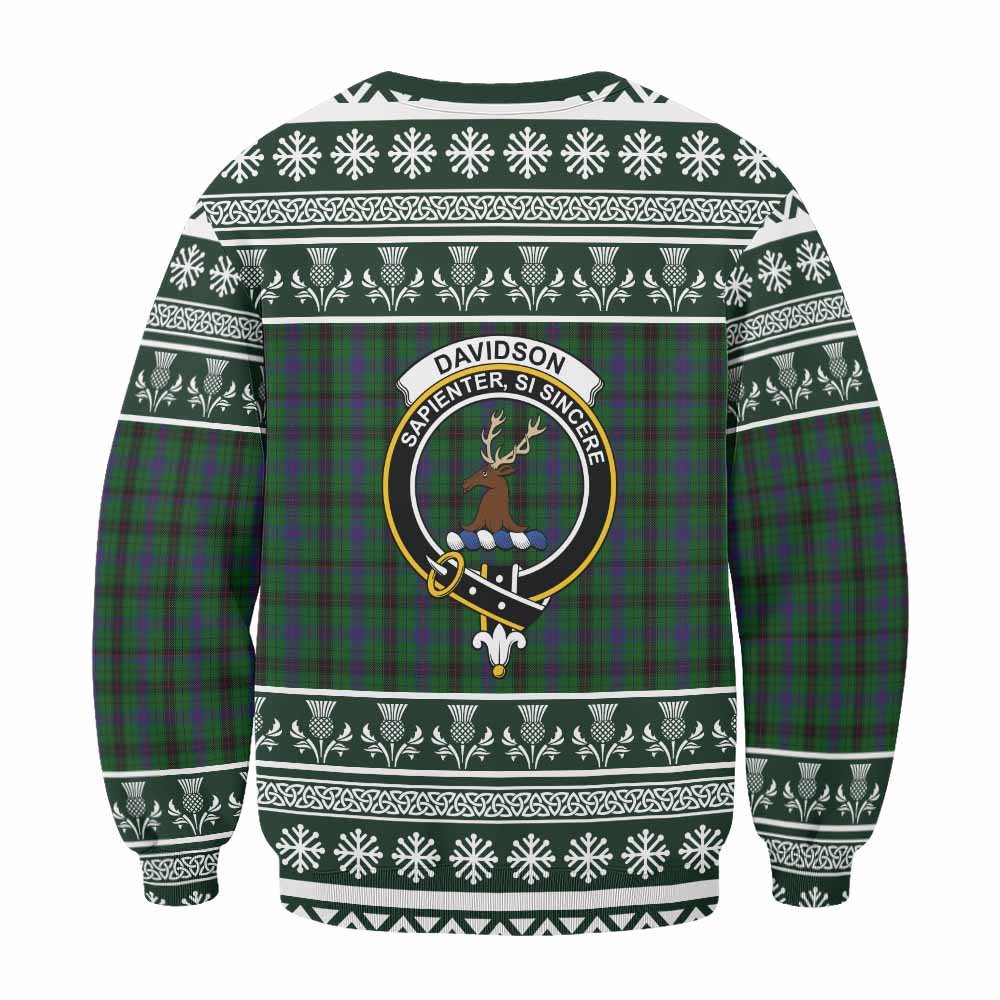 Davidson Clan Tartan Christmas Sweatshirt with Family Crest - Tartan Vibes Clothing