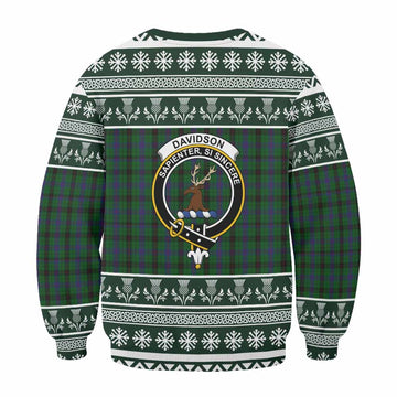 Davidson Clan Tartan Christmas Sweatshirt with Family Crest