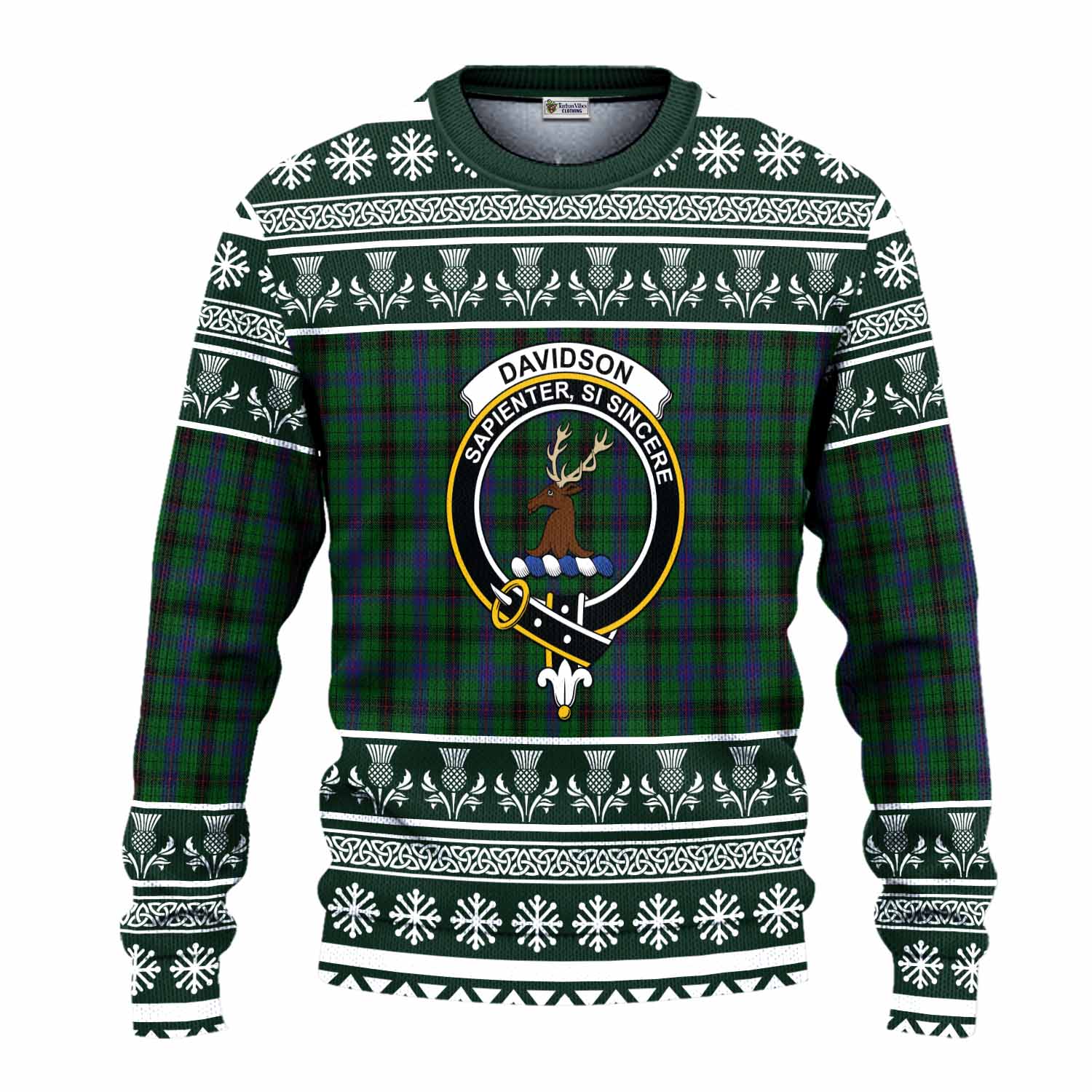 Davidson Clan Tartan Christmas Ugly Sweater with Family Crest - Tartan Vibes Clothing
