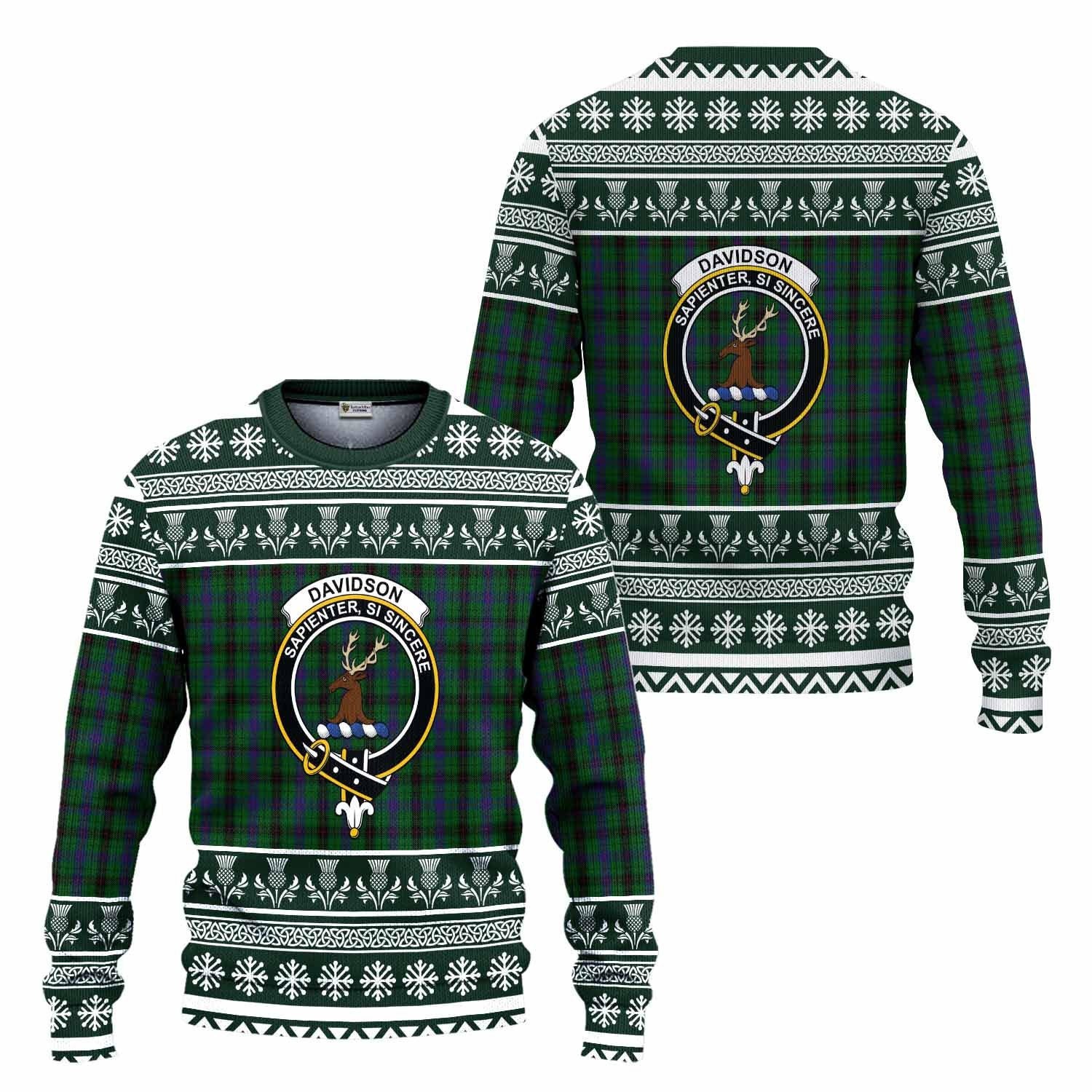 Davidson Clan Tartan Christmas Ugly Sweater with Family Crest - Tartan Vibes Clothing