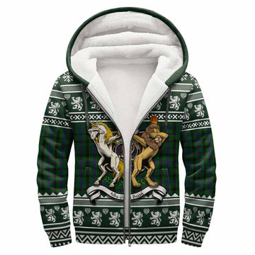 Davidson Clan Tartan Crest Christmas Fleece Hoodie Coat of Arms Funny Style