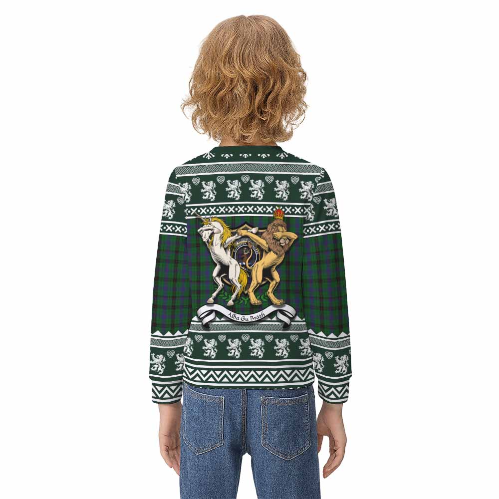 Davidson Clan Tartan Crest Christmas Kid Ugly Sweatshirt Coat of Arms Funny Style - Tartan Vibes Clothing