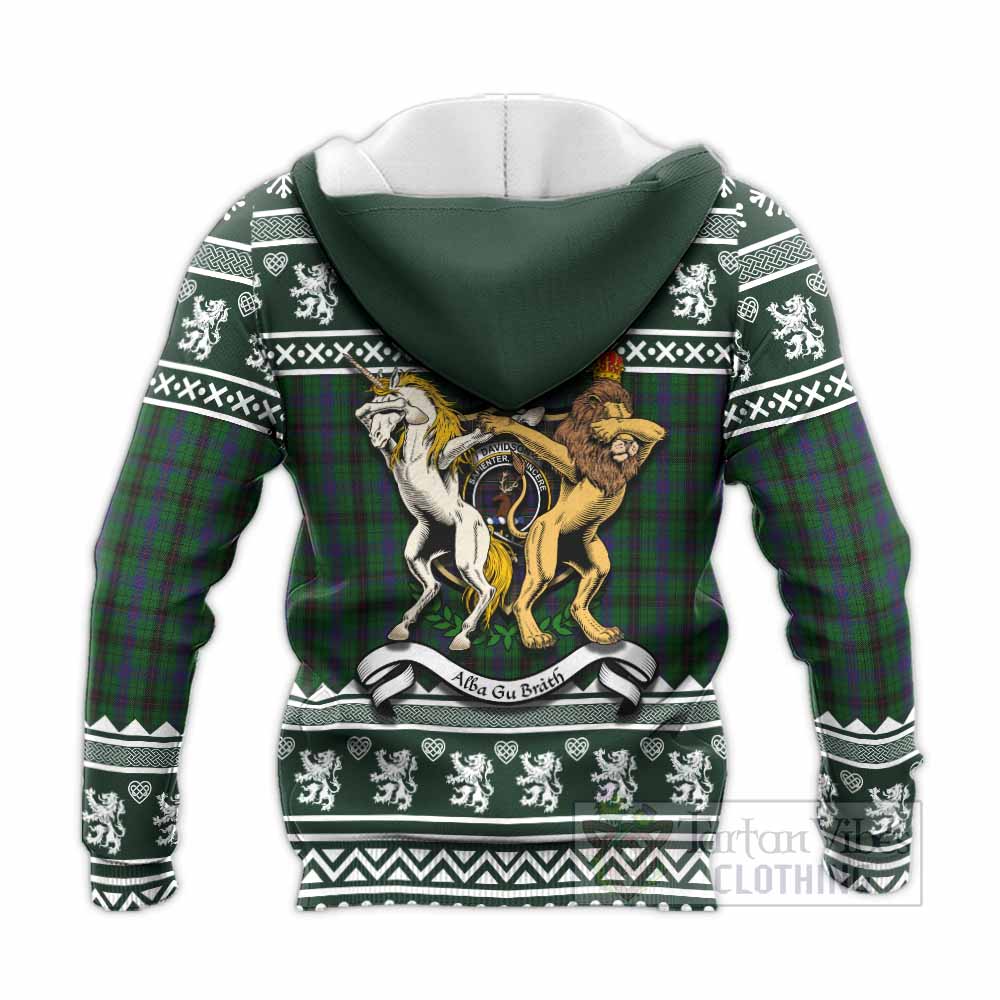 Davidson Clan Tartan Crest Christmas Knitted Hoodie Coat of Arms Funny Style - Tartan Vibes Clothing