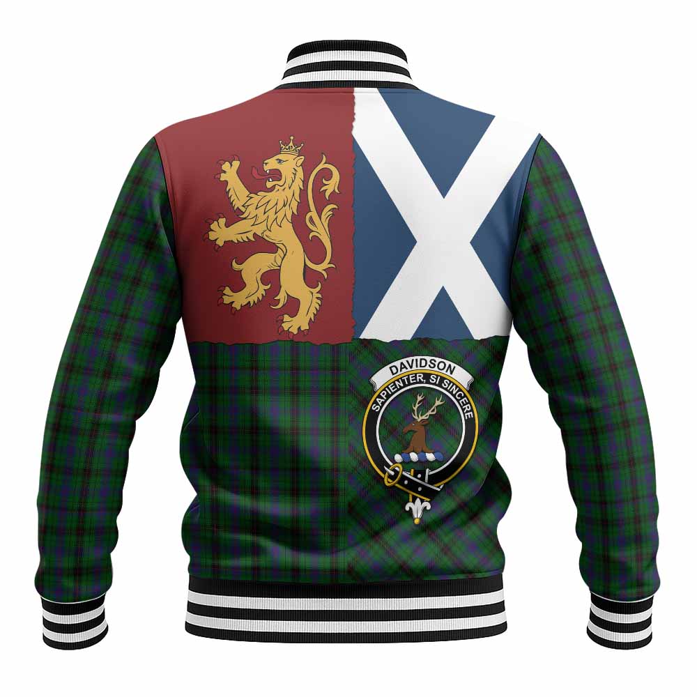 Davidson Crest Tartan Baseball Jacket with Lion Rampant Saltire Style
