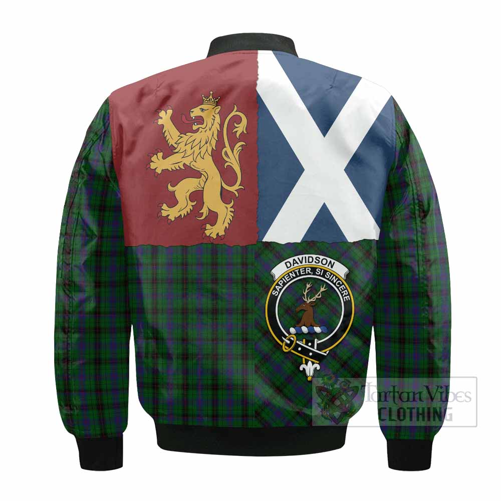 Davidson Crest Tartan Bomber Jacket with Lion Rampant Saltire Style