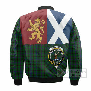 Davidson Crest Tartan Bomber Jacket with Lion Rampant Saltire Style