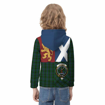 Davidson Crest Tartan Kid Hoodie with Lion Rampant Saltire Style