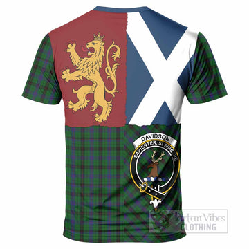 Davidson Crest Tartan T-Shirt with Lion Rampant Saltire Style