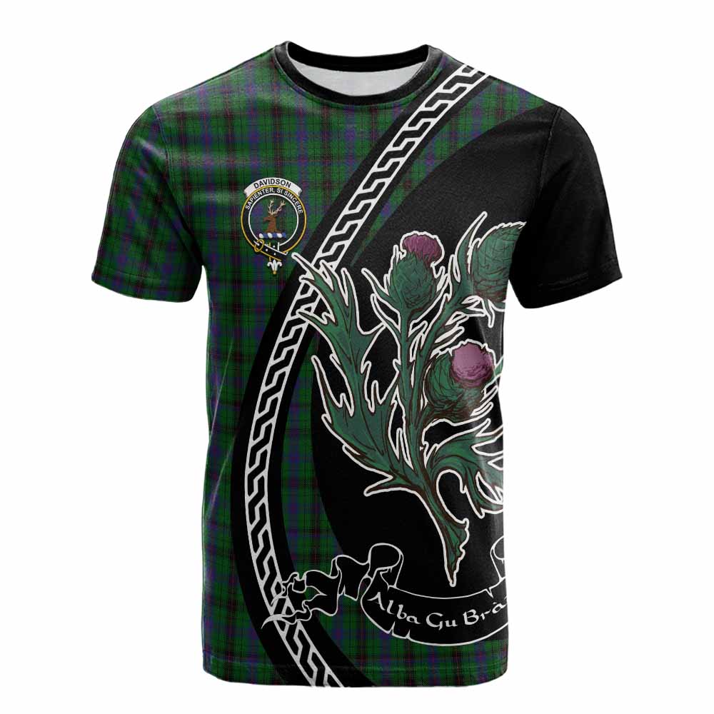 Davidson Family Crest Tartan Cotton T-shirt Alba Thistle Inspired - Tartan Vibes Clothing