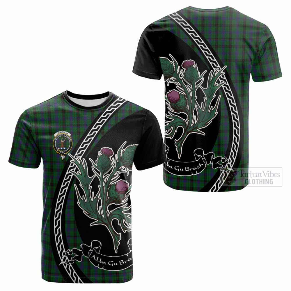 Davidson Family Crest Tartan Cotton T-shirt Alba Thistle Inspired - Tartan Vibes Clothing