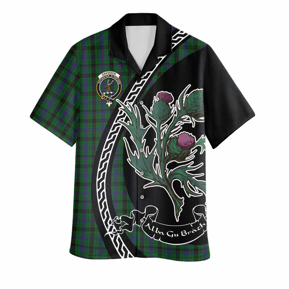 Davidson Family Crest Tartan Hawaiian Shirt Alba Thistle Inspired - Tartan Vibes Clothing
