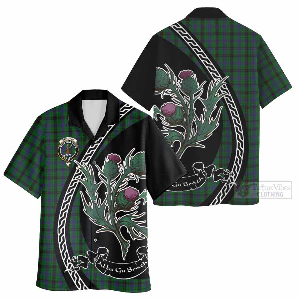 Davidson Family Crest Tartan Hawaiian Shirt Alba Thistle Inspired - Tartan Vibes Clothing