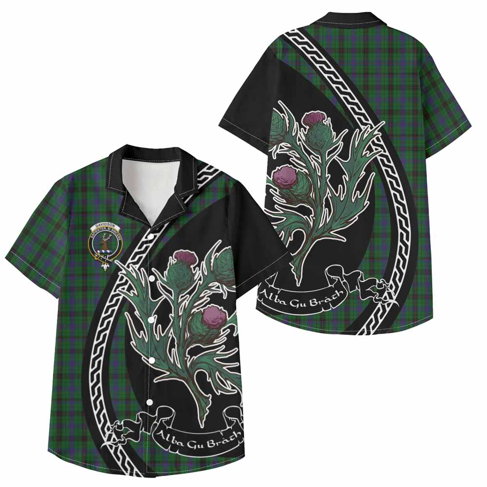 Davidson Family Crest Tartan Kid Hawaiian Shirt Alba Thistle Inspired - Tartan Vibes Clothing