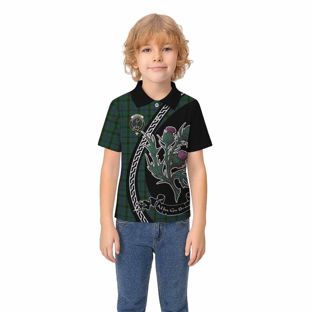 Davidson Family Crest Tartan Kid Polo Shirt Alba Thistle Inspired - Tartan Vibes Clothing
