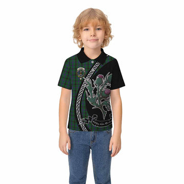 Davidson Family Crest Tartan Kid Polo Shirt Alba Thistle Inspired