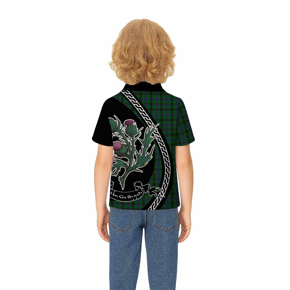 Davidson Family Crest Tartan Kid Polo Shirt Alba Thistle Inspired - Tartan Vibes Clothing