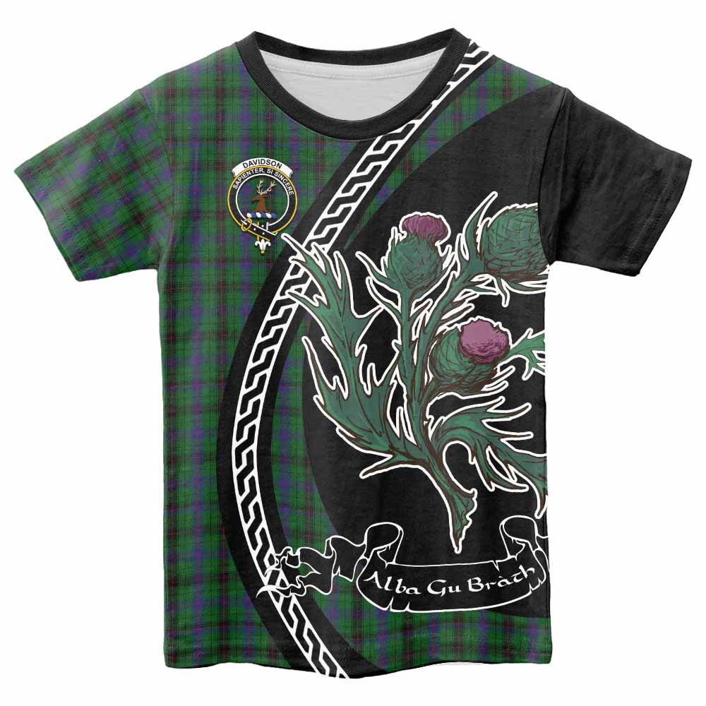 Davidson Family Crest Tartan Kid T-shirt Alba Thistle Inspired - Tartan Vibes Clothing