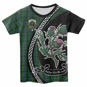 Davidson Family Crest Tartan Kid T-shirt Alba Thistle Inspired - Tartan Vibes Clothing
