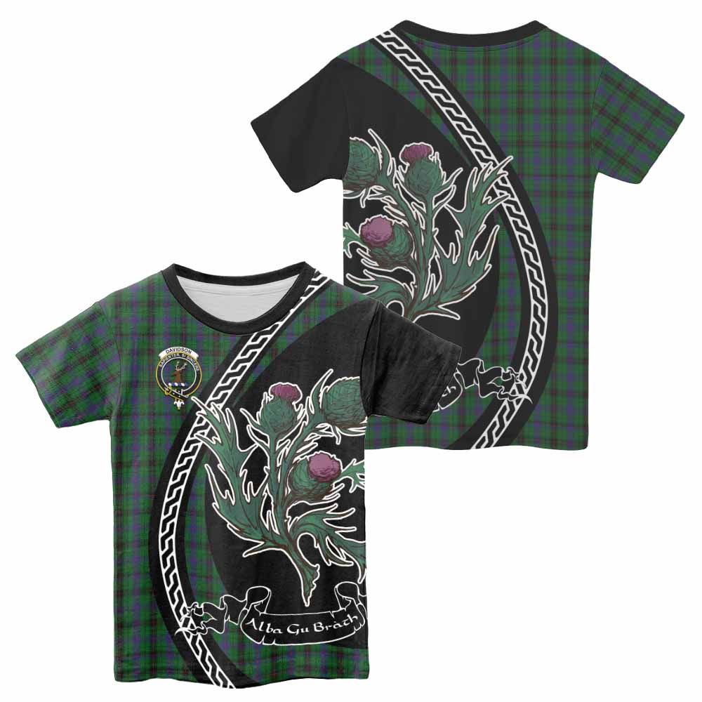 Davidson Family Crest Tartan Kid T-shirt Alba Thistle Inspired - Tartan Vibes Clothing