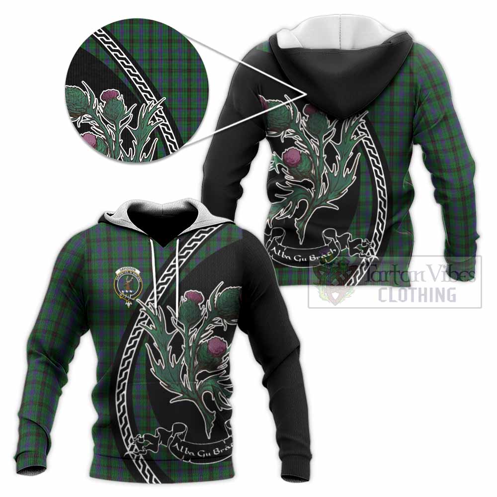 Davidson Family Crest Tartan Knitted Hoodie Alba Thistle Inspired - Tartan Vibes Clothing