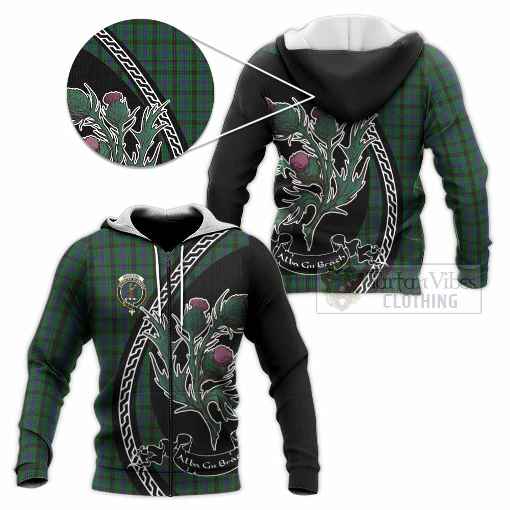 Davidson Family Crest Tartan Knitted Hoodie Alba Thistle Inspired - Tartan Vibes Clothing