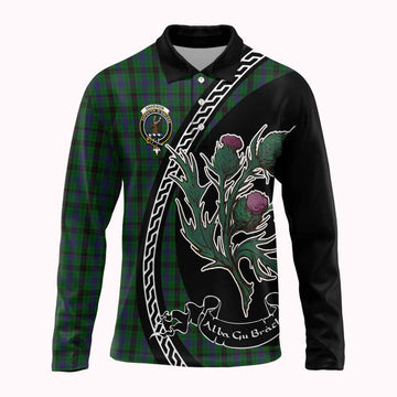 Davidson Family Crest Tartan Long Sleeve Polo Shirt Alba Thistle Inspired