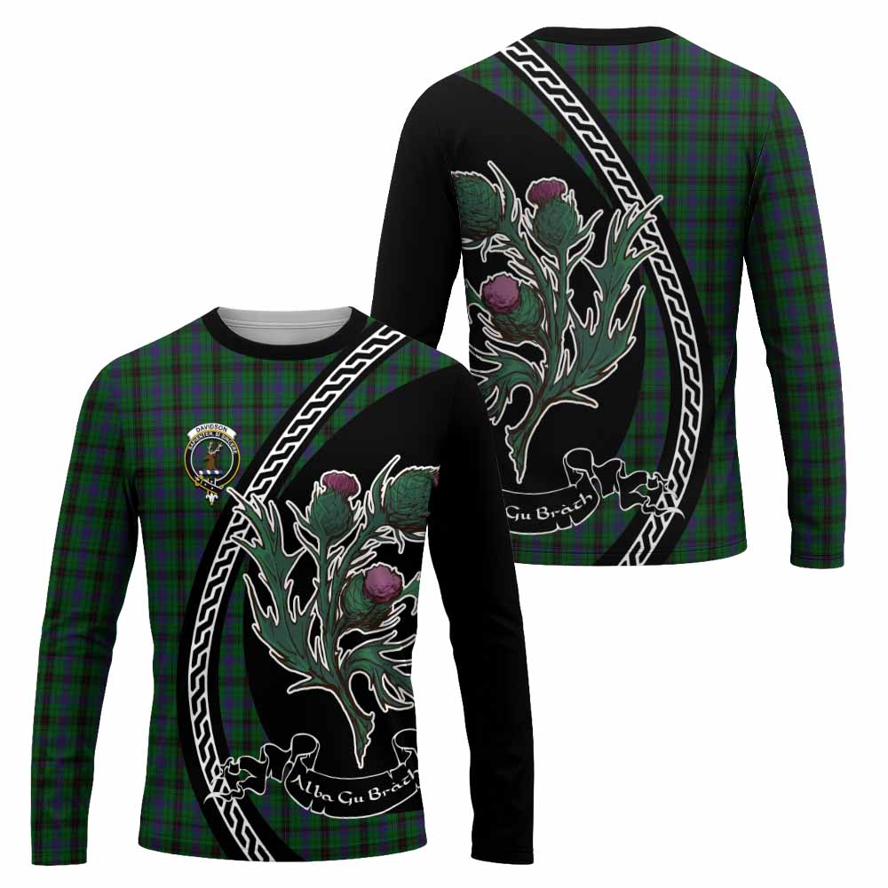 Davidson Family Crest Tartan Long Sleeve T-Shirt Alba Thistle Inspired - Tartan Vibes Clothing