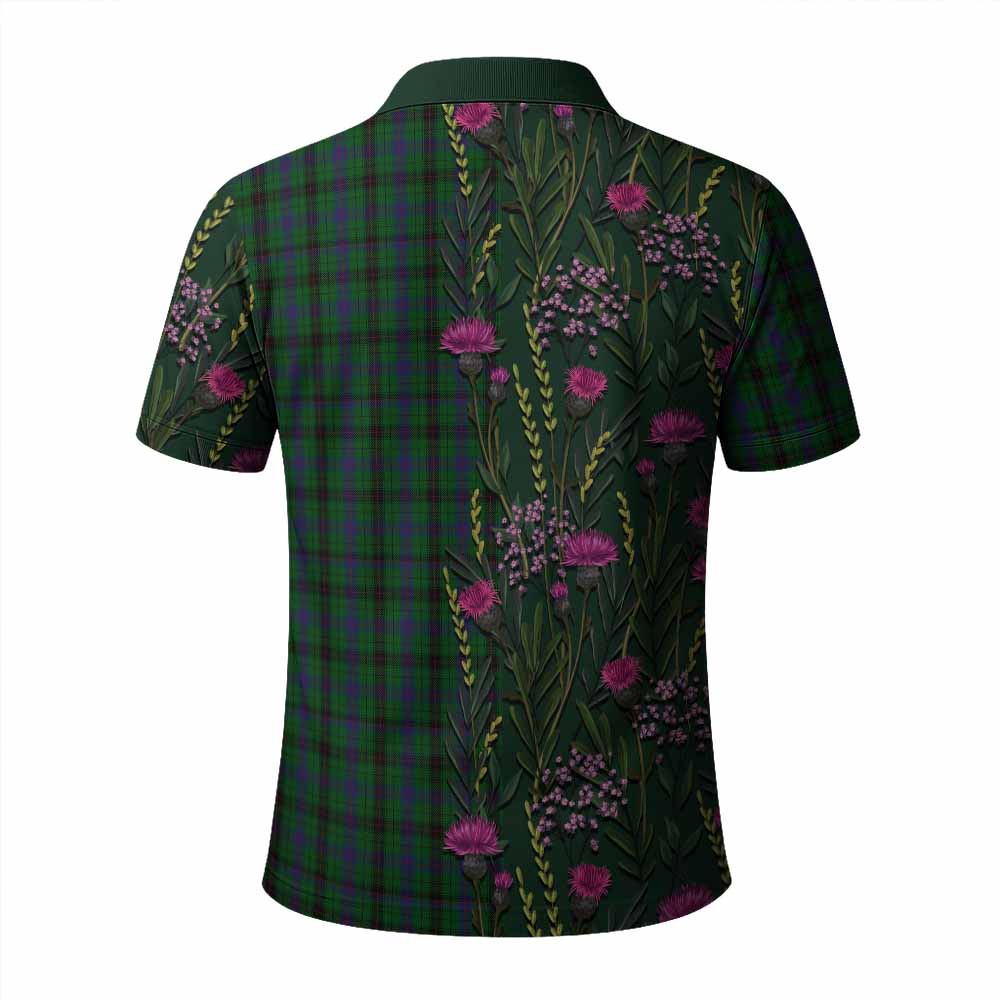 Davidson Family Crest Tartan Polo Shirt Scottish Thistle Flower Pattern Half Style - Tartan Vibes Clothing