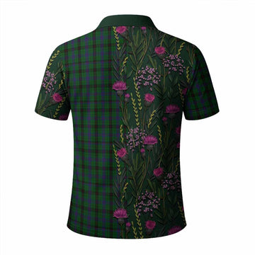 Davidson Family Crest Tartan Polo Shirt Scottish Thistle Flower Pattern Half Style