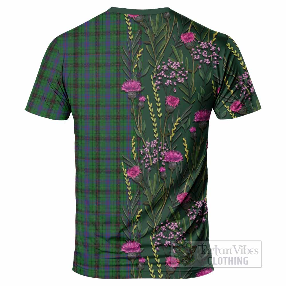 Davidson Family Crest Tartan T-Shirt Scottish Thistle Flower Pattern Half Style - Tartan Vibes Clothing