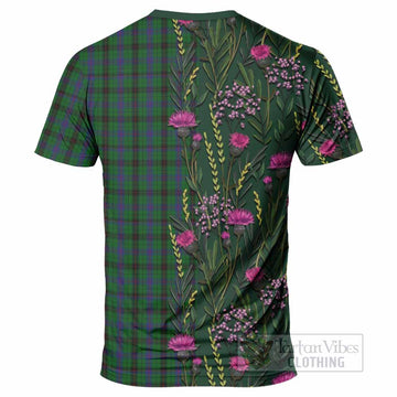 Davidson Family Crest Tartan T-Shirt Scottish Thistle Flower Pattern Half Style - Tartan Vibes Clothing
