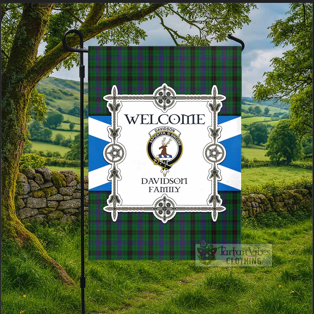Davidson Family Crest Tartan Welcome Garden Flag Saltire Harmony Style - Tartan Vibes Clothing