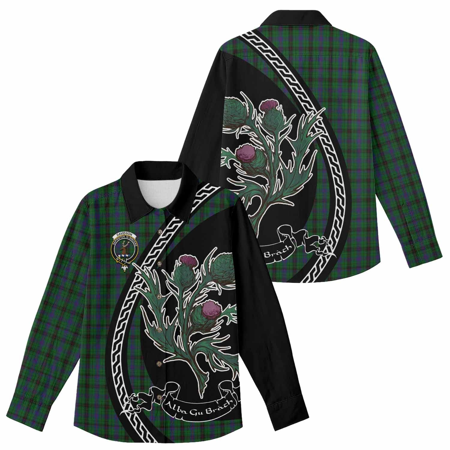 Davidson Family Crest Tartan Women Casual Shirt Alba Thistle Inspired - Tartan Vibes Clothing