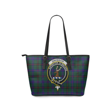 Davidson Modern Tartan Leather Tote Bag with Family Crest