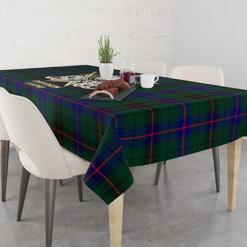 Davidson Modern Tartan Tablecloth with Clan Crest and the Golden Sword of Courageous Legacy