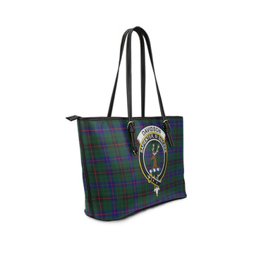 Davidson Modern Tartan Leather Tote Bag with Family Crest