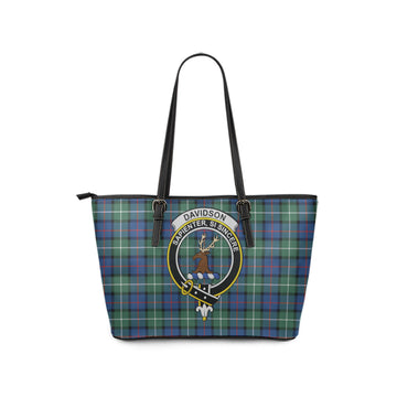 Davidson of Tulloch Tartan Leather Tote Bag with Family Crest
