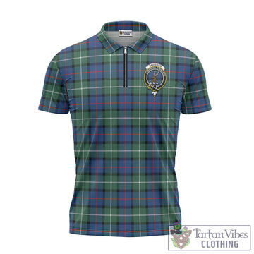 Davidson of Tulloch Tartan Zipper Polo Shirt with Family Crest