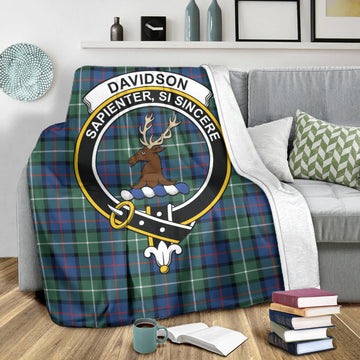 Davidson of Tulloch Tartan Blanket with Family Crest